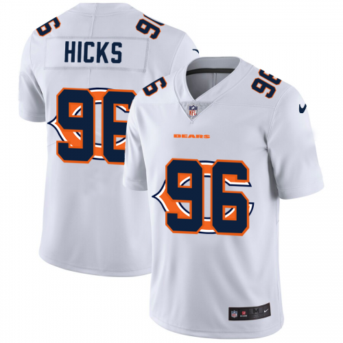 Chicago Chicago Bears #96 Akiem Hicks White Men's Team Logo Dual Overlap Limited Jersey Men's