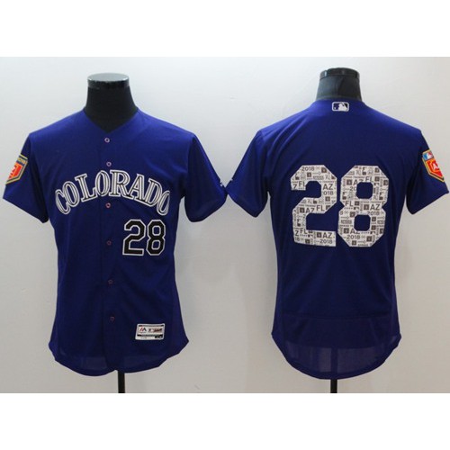 Colorado Rockies #28 Nolan Arenado Purple 2018 Spring Training Authentic Flex Base Stitched Jersey Men's