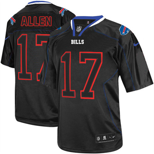 Bills #17 Josh Allen Lights Out Black Men's Stitched Elite Jersey