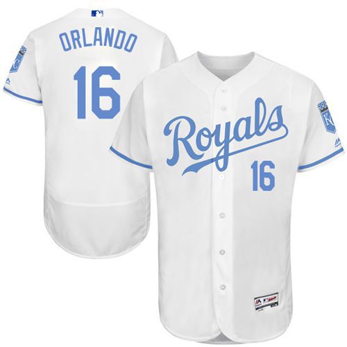 Kansas City Royals #16 Paulo Orlando White Flexbase Authentic Collection Father's Day Stitched Jersey Men's
