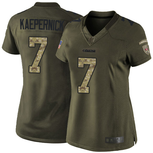 San Francisco 49ers #7 Colin Kaepernick Green Women's Stitched Limited 2015 Salute to Service Jersey Womens