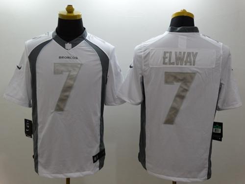 Broncos #7 John Elway White Men's Stitched Limited Platinum Jersey