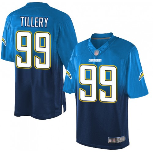 Los Angeles Chargers #99 Jerry Tillery Electric Blue/Navy Blue Men's Stitched Elite Fadeaway Fashion Jersey Men's