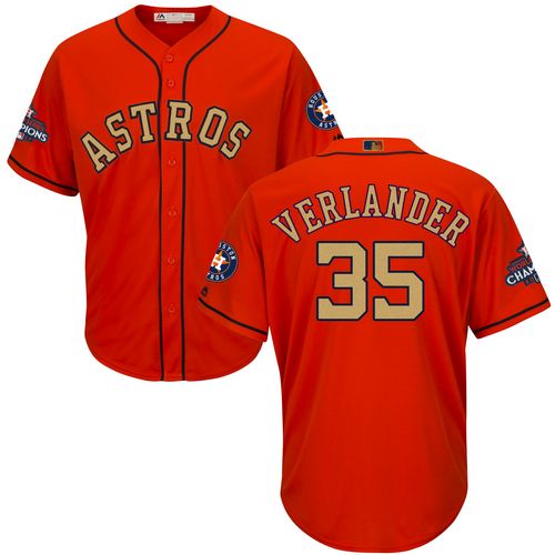 Houston Astros #35 Justin Verlander Orange 2018 Gold Program Cool Base Stitched Youth Jersey Youth
