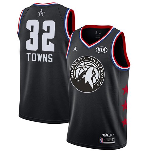 Minnesota Timberwolves #32 Karl-Anthony Towns Black Jordan Swingman 2019 All-Star Game Jersey Mens
