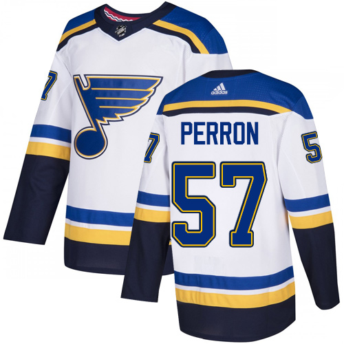 Adidas St. Louis Blues #57 David Perron White Road Authentic Stitched Jersey Men's