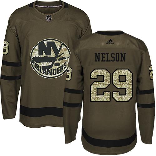 Adidas New York Islanders #29 Brock Nelson Green Salute to Service Stitched Youth Jersey Youth