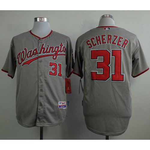 Washington Nationals #31 Max Scherzer Grey Cool Base Stitched Jersey Men's