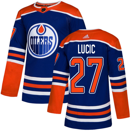Adidas Edmonton Oilers #27 Milan Lucic Royal Alternate Authentic Stitched Youth Jersey Youth