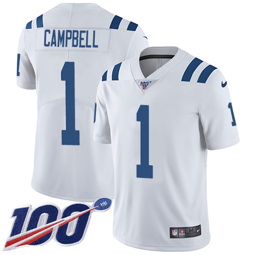 Colts #1 Parris Campbell White Youth Stitched 100th Season Vapor Limited Jersey