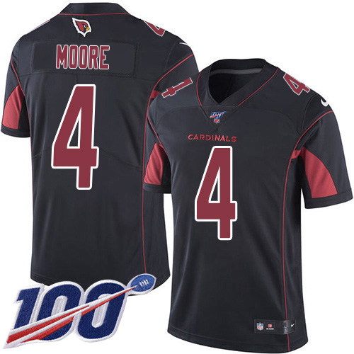 Cardinals #4 Rondale Moore Black Men's Stitched Limited Rush 100th Season Jersey