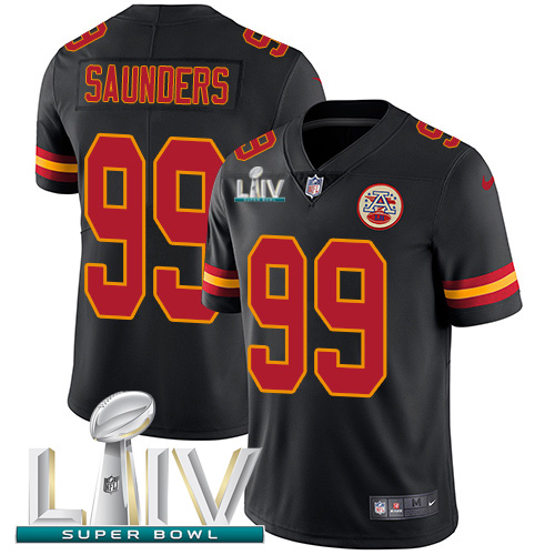 Kansas City Chiefs #99 Khalen Saunders Black Super Bowl LIV 2020 Youth Stitched Limited Rush Jersey Youth
