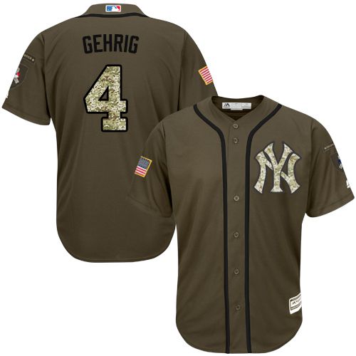 New York Yankees #4 Lou Gehrig Green Salute to Service Stitched Youth Jersey Youth