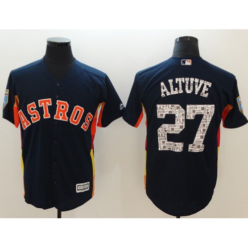 Houston Astros #27 Jose Altuve Navy Blue 2018 Spring Training Cool Base Stitched Jersey Men's