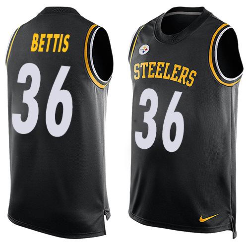 Steelers #36 Jerome Bettis Black Team Color Men's Stitched Limited Tank Top Jersey