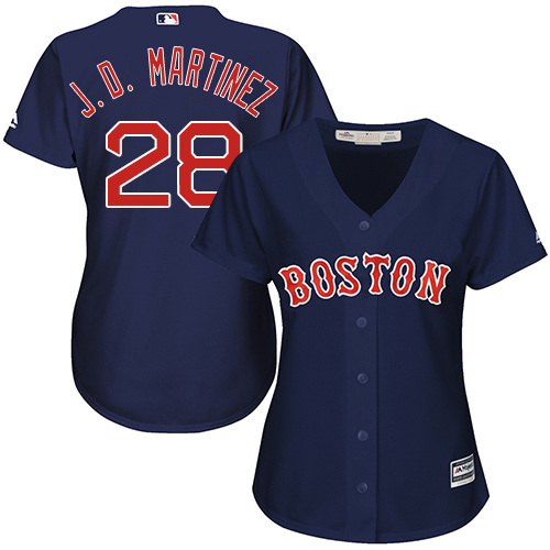 Boston Red Sox #28 J. D. Martinez Navy Blue Alternate Women's Stitched Jersey Womens