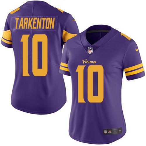 Vikings #10 Fran Tarkenton Purple Women's Stitched Limited Rush Jersey