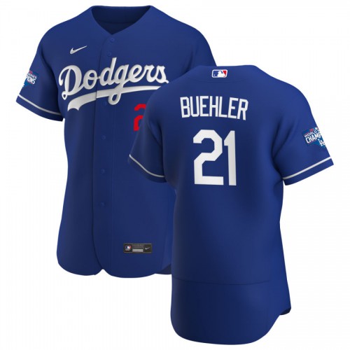 Los Angeles Los Angeles Dodgers #21 Walker Buehler Men's Royal Alternate 2020 World Series Champions Authentic Player Jersey Men's