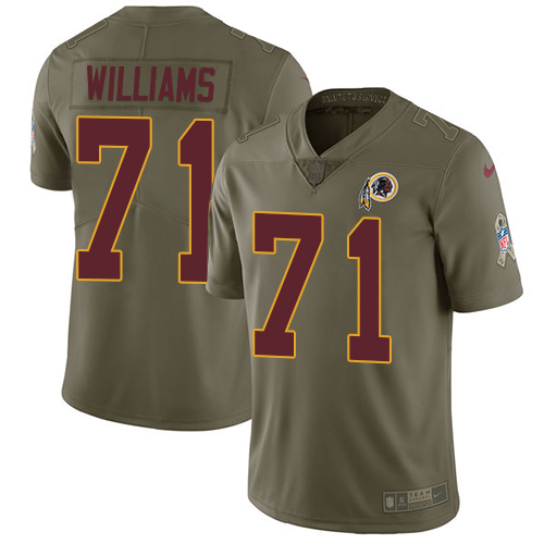Washington Commanders #71 Trent Williams Olive Youth Stitched Limited 2017 Salute to Service Jersey Youth