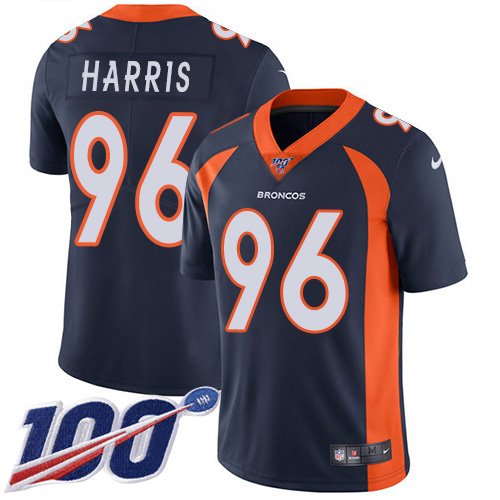 Denver Broncos #96 Shelby Harris Navy Blue Alternate Youth Stitched 100th Season Vapor Untouchable Limited Jersey Youth