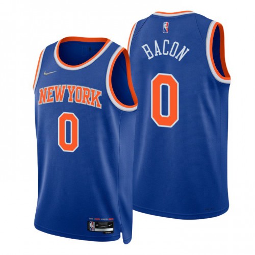 New York Knicks #0 Dwayne Bacon Blue Mens 2021-22 75th Anniversary Diamond Swingman Jersey - Icon Edition Mens