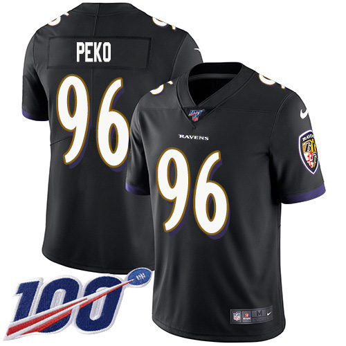 Baltimore Ravens #96 Domata Peko Sr Black Alternate Youth Stitched 100th Season Vapor Untouchable Limited Jersey Youth