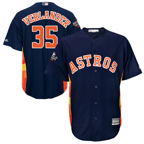 Houston Astros #35 Justin Verlander Navy Blue New Cool Base 2019 World Series Bound Stitched Jersey Men's