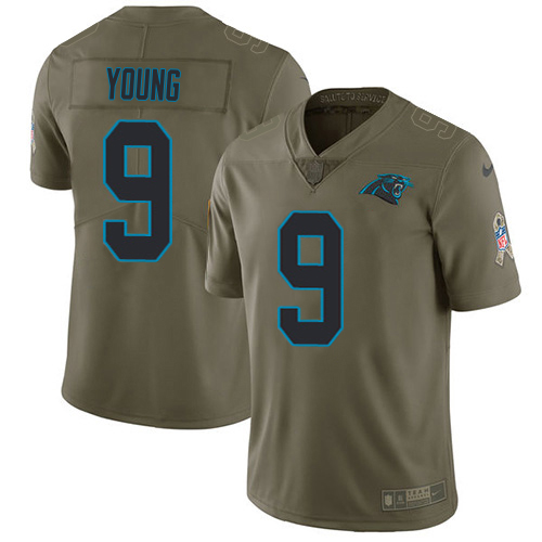 Panthers #9 Bryce Young Olive Men's Stitched Limited 2017 Salute To Service Jersey
