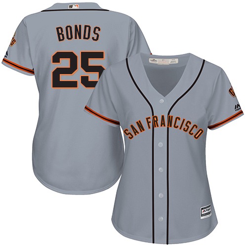 San Francisco Giants #25 Barry Bonds Grey Road Women's Stitched Jersey Womens