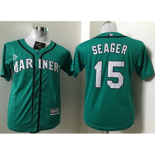 Seattle Mariners #15 Kyle Seager Green Cool Base Stitched Youth Jersey Youth