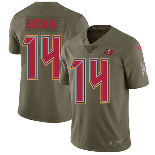 Buccaneers #14 Chris Godwin Olive Youth Stitched Limited 2017 Salute To Service Jersey