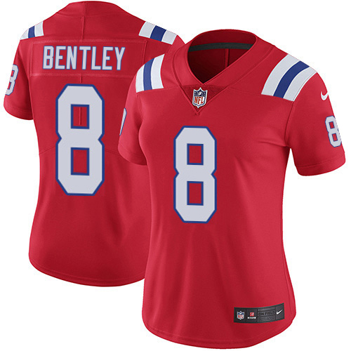 Patriots #8 Ja'Whaun Bentley Red Alternate Women's Stitched Vapor Untouchable Limited Jersey