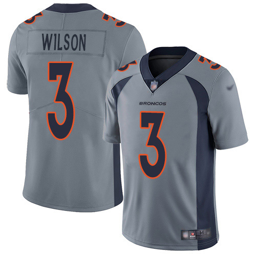 Broncos #3 Russell Wilson Gray Youth Stitched Limited Inverted Legend Jersey