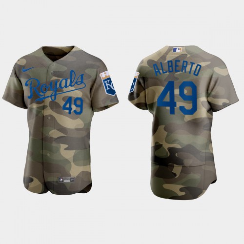 Kansas City Kansas City Royals #49 Hanser Alberto Men's 2021 Armed Forces Day Authentic Jersey -Camo Men's