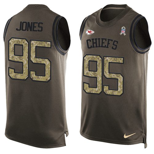 Chiefs #95 Chris Jones Green Men's Stitched Limited Salute To Service Tank Top Jersey
