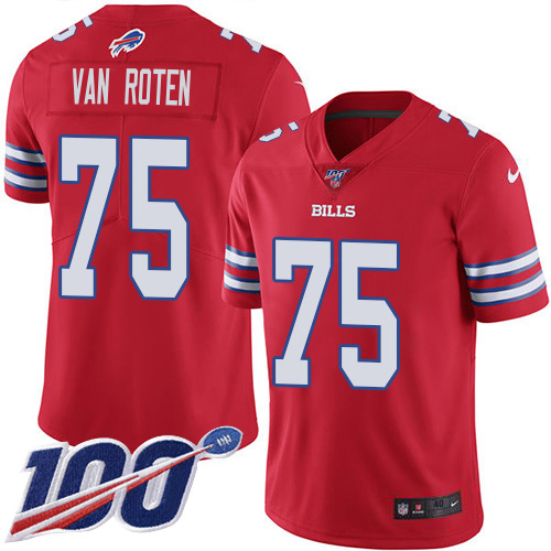 Bills #75 Greg Van Roten Red Men's Stitched Limited Rush 100th Season Jersey