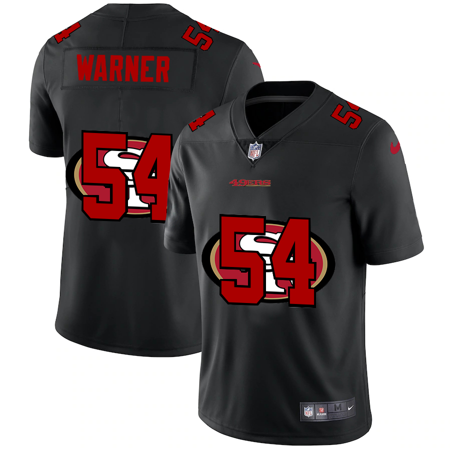 San Francisco 49ers #54 Fred Warner Men's Team Logo Dual Overlap Limited Jersey Black