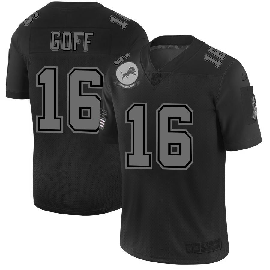 Detroit Lions #16 Jared Goff Men's Black 2019 Salute To Service Limited Stitched Jersey