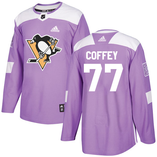 Adidas Pittsburgh Penguins #77 Paul Coffey Purple Authentic Fights Cancer Stitched Jersey Men's