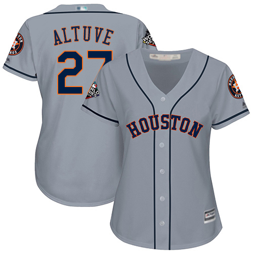 Houston Astros #27 Jose Altuve Grey Road 2019 World Series Bound Women's Stitched Jersey Womens