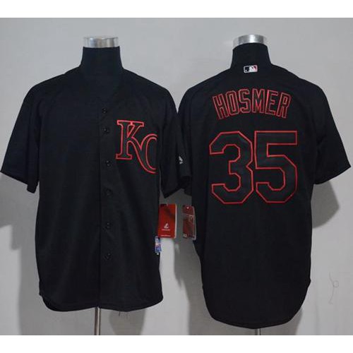 Kansas City Royals #35 Eric Hosmer Black Strip Stitched Jersey Men's