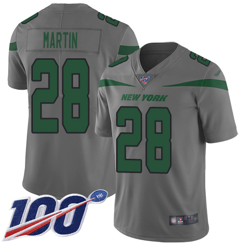 Jets #28 Curtis Martin Gray Men's Stitched Limited Inverted Legend 100th Season Jersey