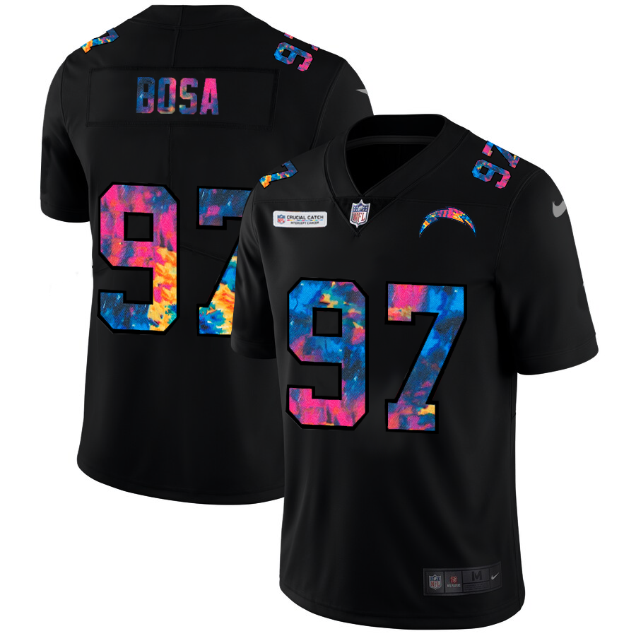 Los Angeles Chargers #97 Joey Bosa Men's Multi-Color Black 2020 Crucial Catch Vapor Untouchable Limited Jersey
