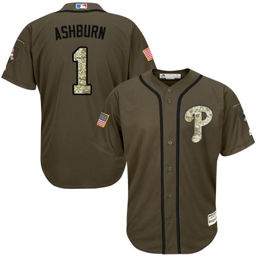 Philadelphia Phillies #1 Richie Ashburn Green Salute to Service Stitched Youth Jersey Youth