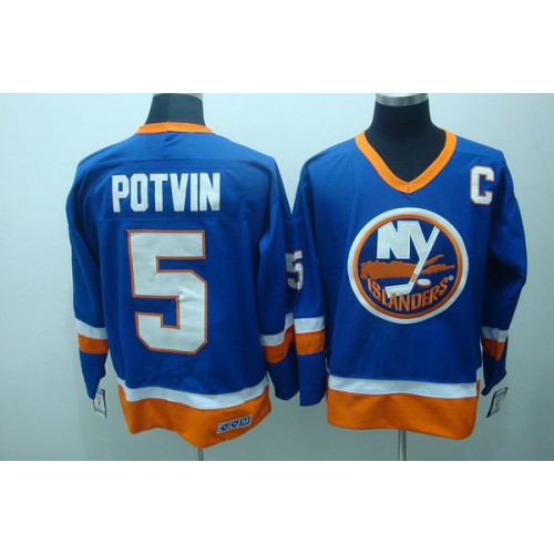 New York Islanders #5 Denis Potvin Stitched Baby Blue CCM Throwback Jersey Men's