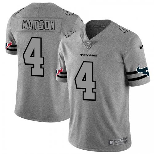 Houston Houston Texans #4 Deshaun Watson Men's Gray Gridiron II Vapor Untouchable Limited Jersey Men's