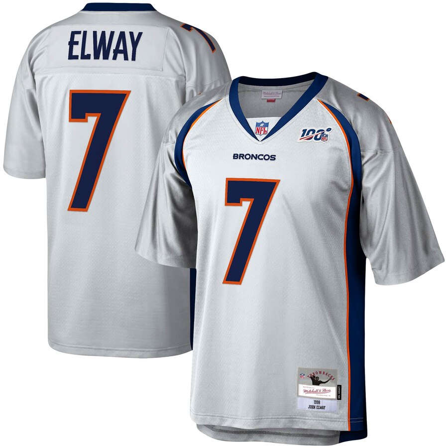 Denver Broncos #7 John Elway Mitchell & Ness 100 Retired Player Platinum Jersey