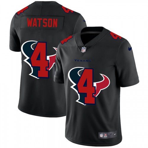 Houston Houston Texans #4 Deshaun Watson Men's Team Logo Dual Overlap Limited Jersey Black Men's