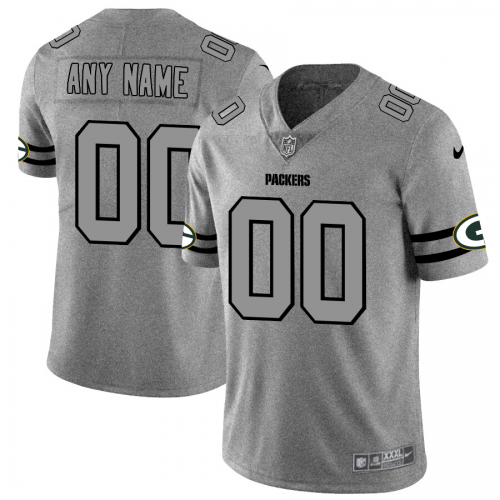 Green Bay Packers Custom Men's Gray Gridiron II Vapor Untouchable Limited Jersey