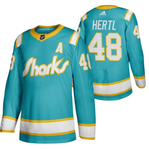 San Jose San Jose Sharks #48 Tomas Hertl Men's Adidas 2020 Throwback Authentic Player Jersey Teal Men's